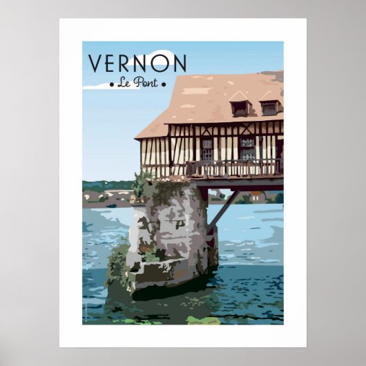 Affiche vintage / Poster - Le pont de Vernon (Devant)