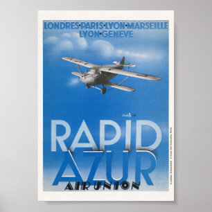 Affiche Vintage Rapid Azur France 1932