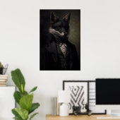 Affiche Vintage Renard Noir Gothique, Impression d (Bureau à domicile)