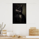 Affiche Vintage Renard Noir Gothique, Impression d (Cuisine)