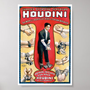 Affiche Vintage Restaurée de Houdini Magicien 1909