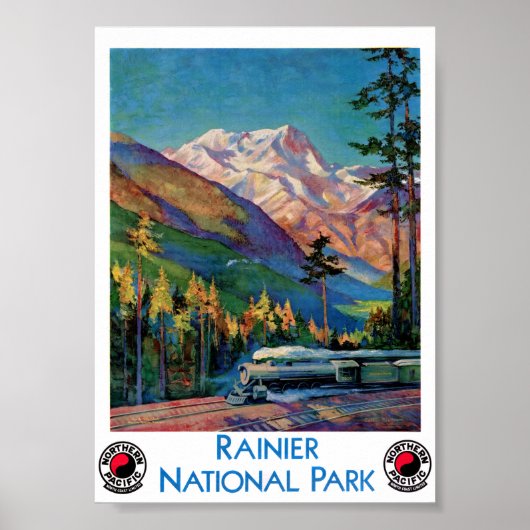 Affiche vintage restaurée du parc national Rainier (Devant)