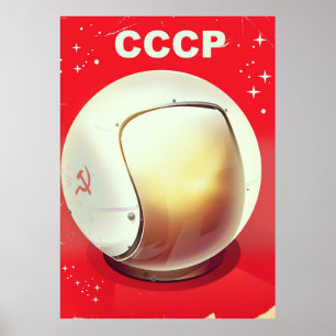 affiche vintage rouge de l'espace soviétique CCCP