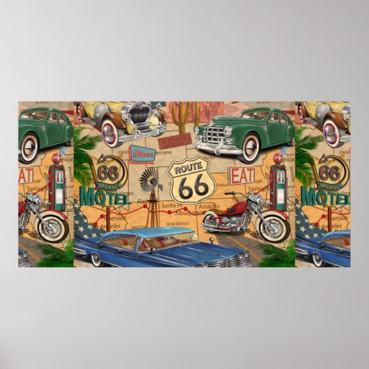 Affiche vintage Route 66. (Devant)