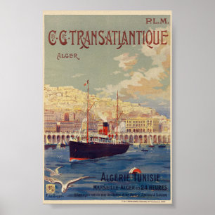 Affiche vintage transatlantique Alger 1901