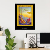 Affiche Vintage Vols Transpacifiques (Bureau à domicile)
