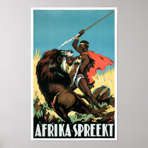 Affiche Vintage voyage africaine restaurée