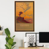 Affiche Vintage voyage de Californie (Bureau à domicile)