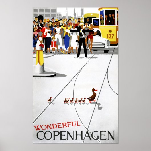 Affiche Vintage voyage de Copenhague restaurée (Devant)