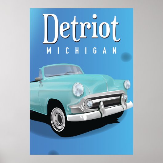 Affiche Vintage voyage de Detroit Michigan USA (Devant)
