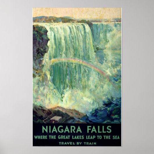 Affiche Vintage voyage de Niagara Falls restaurée (Devant)