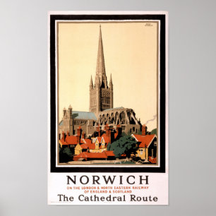 Affiche Vintage voyage de Norwich restaurée