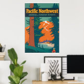 Affiche Vintage voyage du Pacifique Nord-Ouest (Bureau à domicile)