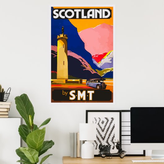 Affiche Vintage voyage écossaise (Bureau à domicile)