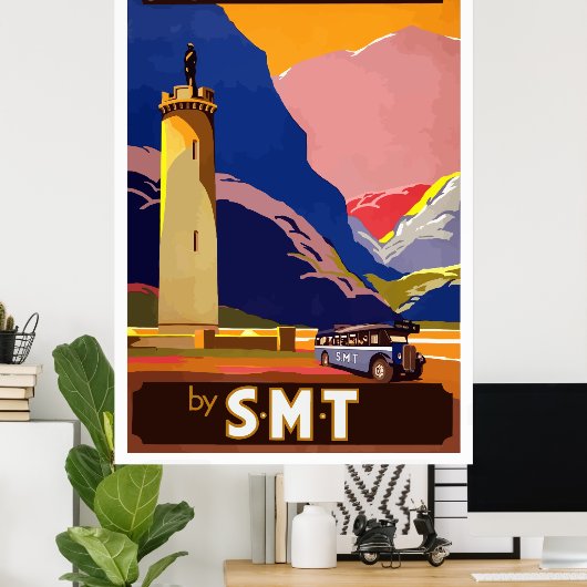 Affiche Vintage voyage écossaise (Bureau à domicile)