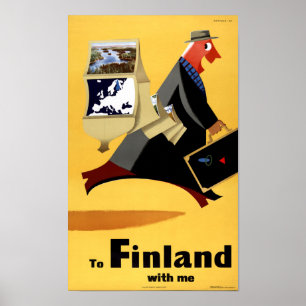 Affiche Vintage voyage finlandaise restaurée