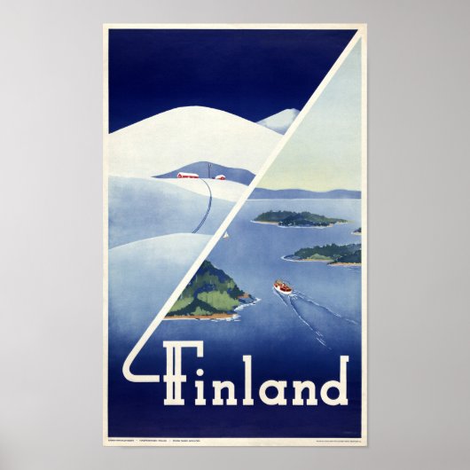 Affiche Vintage voyage finlandaise restaurée (Devant)