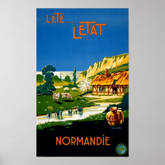 Affiche Vintage voyage France Normandie restaurée (Devant)