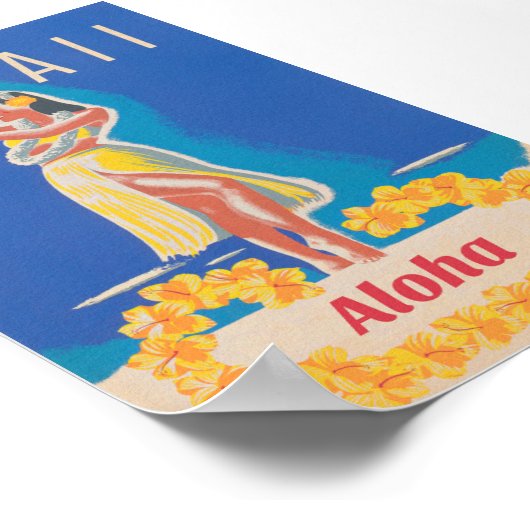 Affiche Vintage voyage Hawaii Hula (Coin)