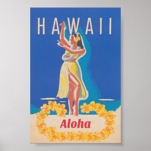 Affiche Vintage voyage Hawaii Hula (Devant)