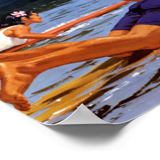 Affiche Vintage voyage Hawaii restaurée (Coin)