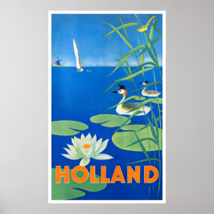 Affiche Vintage voyage Hollande restaurée