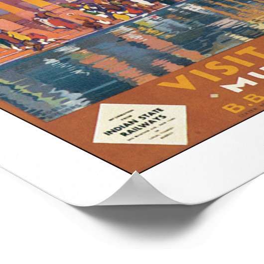 Affiche Vintage voyage Inde (Coin)