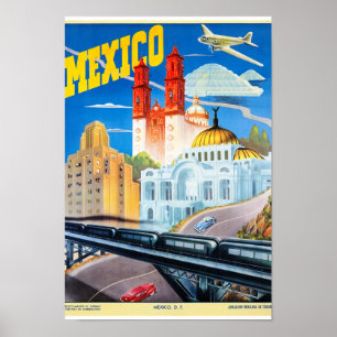 Affiche Vintage voyage mexicaine restaurée