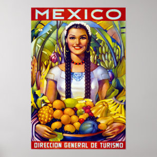 Affiche Vintage voyage mexicaine restaurée