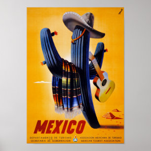 Affiche Vintage voyage mexicaine restaurée