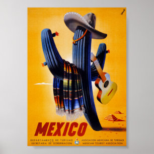 Affiche Vintage voyage mexicaine restaurée