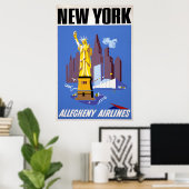 Affiche Vintage voyage pour Allegheny Airlines (Bureau à domicile)