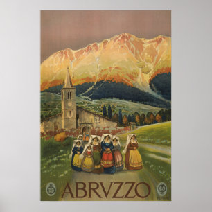 Affiche Vintage voyage Pour Les Abruzzes, Italie.