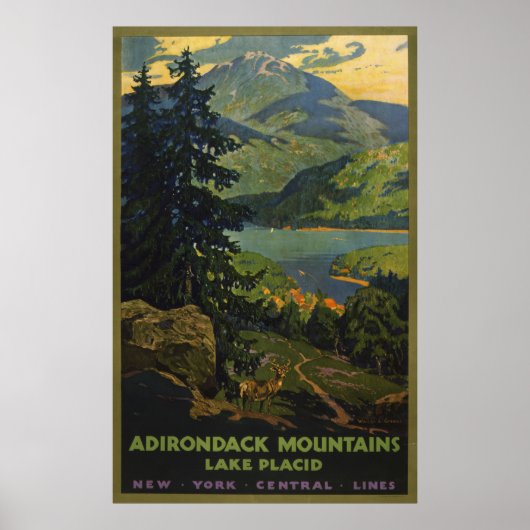 Affiche Vintage voyage Pour Les Montagnes Adironda (Devant)