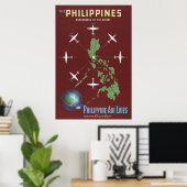 Affiche Vintage voyage Pour Philippine Air Lines (Bureau à domicile)