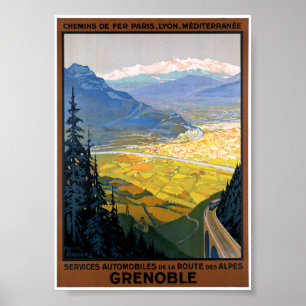 Affiche Vintage voyage restaurée France Grenoble