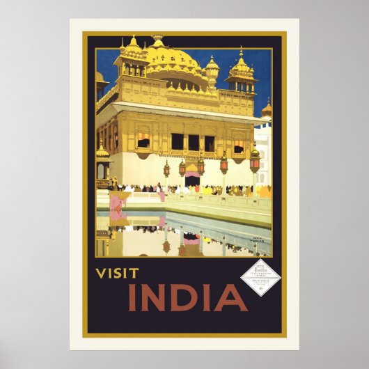 Affiche Vintage voyage "Visit India" (Devant)