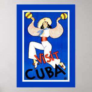 Affiche Vintage voyage "Visite Cuba"