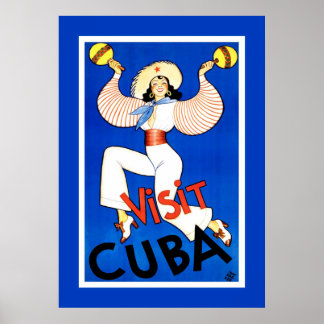 Affiche Vintage voyage "Visite Cuba"