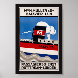 Affiche vintage Wm. H. Muller Batavier Lijn 1929
