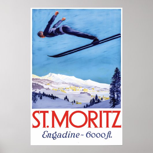 Affiche Voyage Suisse St Moritz Ski (Devant)
