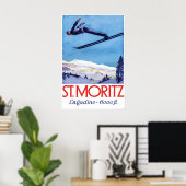 Affiche Voyage Suisse St Moritz Ski (Bureau à domicile)