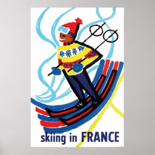 Affiche Voyager Ski en France Mur Vintage