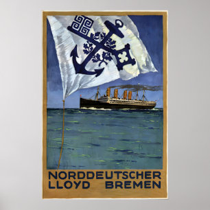 Affiche Voyages avec Norddeutscher Lloyd Bremen