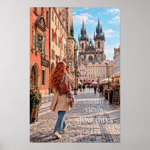 Affiche Vues Dorées Jours Lents Prague Vieille Vil