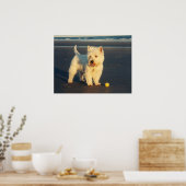 Affiche Westie avec un ballon jaune (Cuisine)