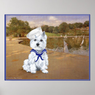 Affiche Westie Marin avec Bateaux