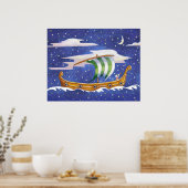 Affiche Whimssel Ship Sailing in Space (Cuisine)
