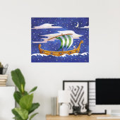 Affiche Whimssel Ship Sailing in Space (Bureau à domicile)