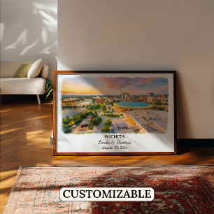 Affiche Wichita Kansas, Aquarelle, Sur mesure